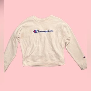 Champion Women's Powerblend Graphic Fleece Boyfriend Crewneck Sweatshirt